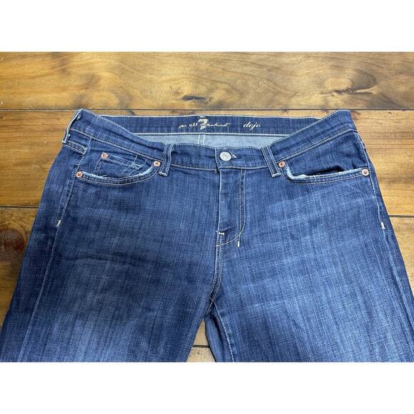 7 For All Mankind Jeans Womens 31 Blue Dojo Flare Medium Wash Low Rise - Picture 3 of 10